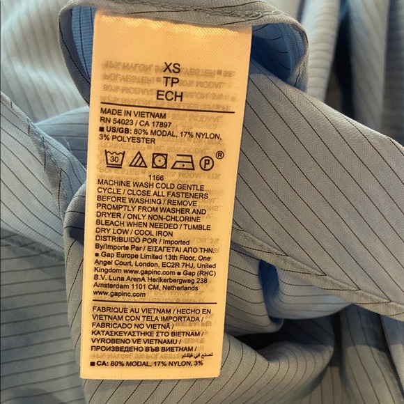 Banana Republic Light Blue Pinstripe Shirt, Size XS - Picture 5 of 10